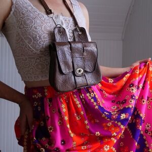 Fun‎ faux leather 70s 3 pocket saddle bag